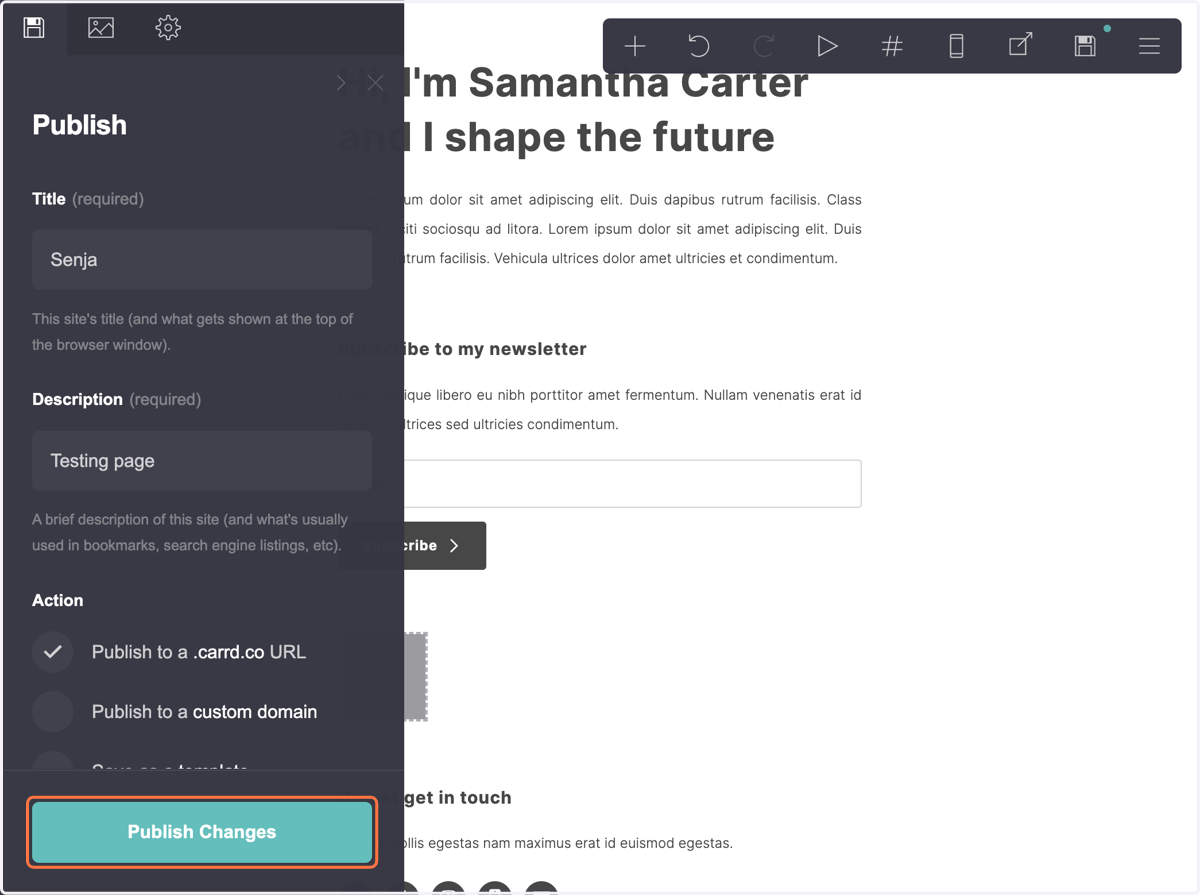 Click on Publish Changes