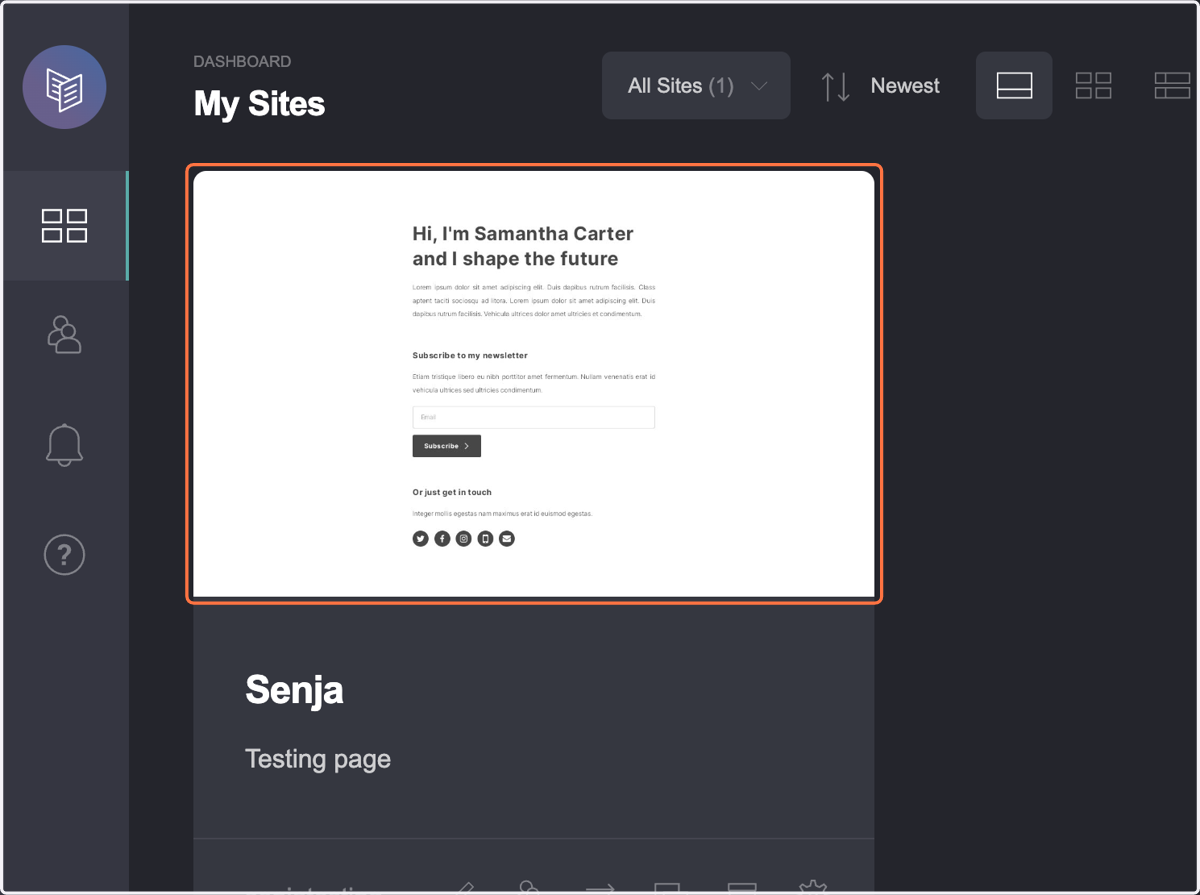 Click on the site you want to add your testimonials to