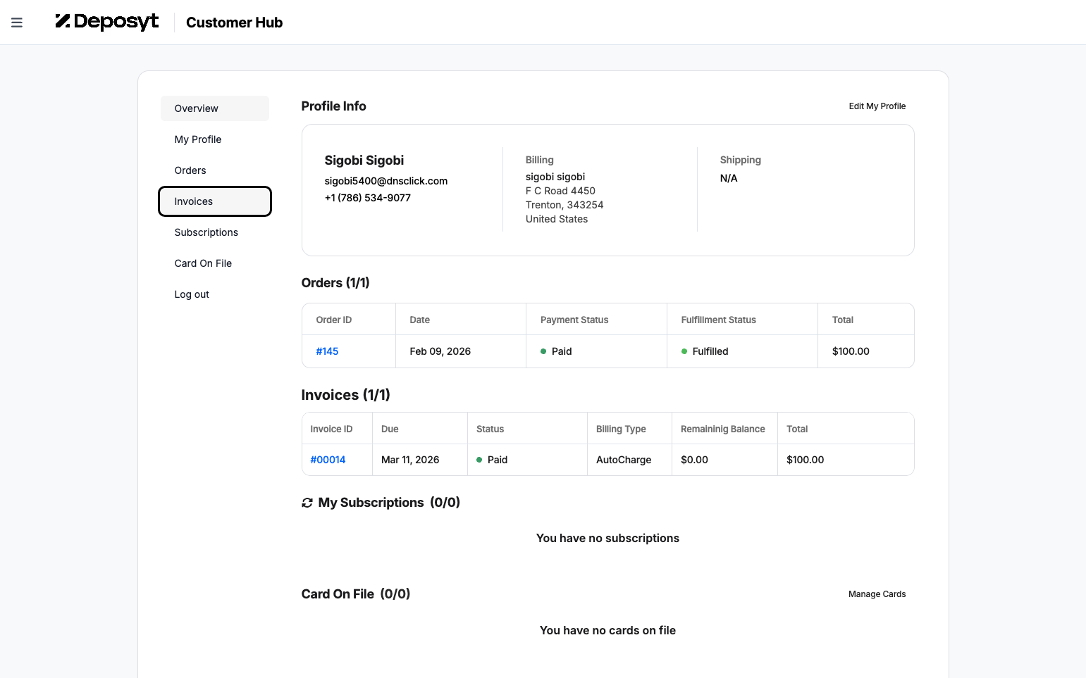 Step 4: Click on the Invoices tab.
