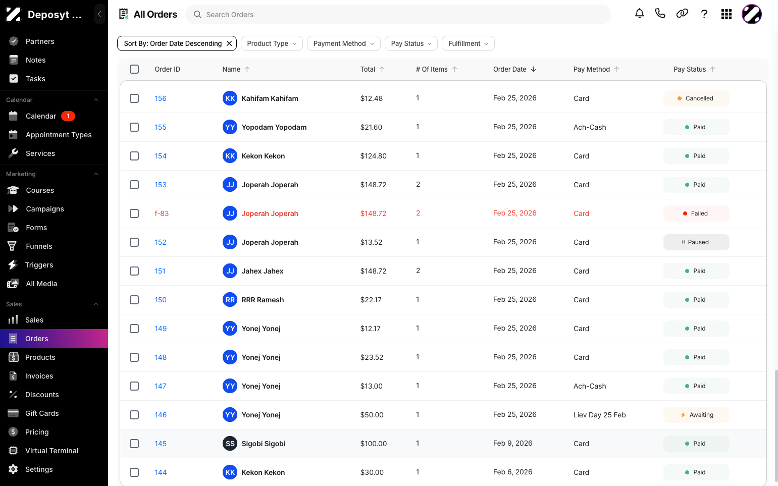 Step 2: You will then be navigated to the Orders tab. Click the Order ID, Total Amount, Number of Items, Order Date, Payment Method, or Pay Status to open the Order Summary for that order.