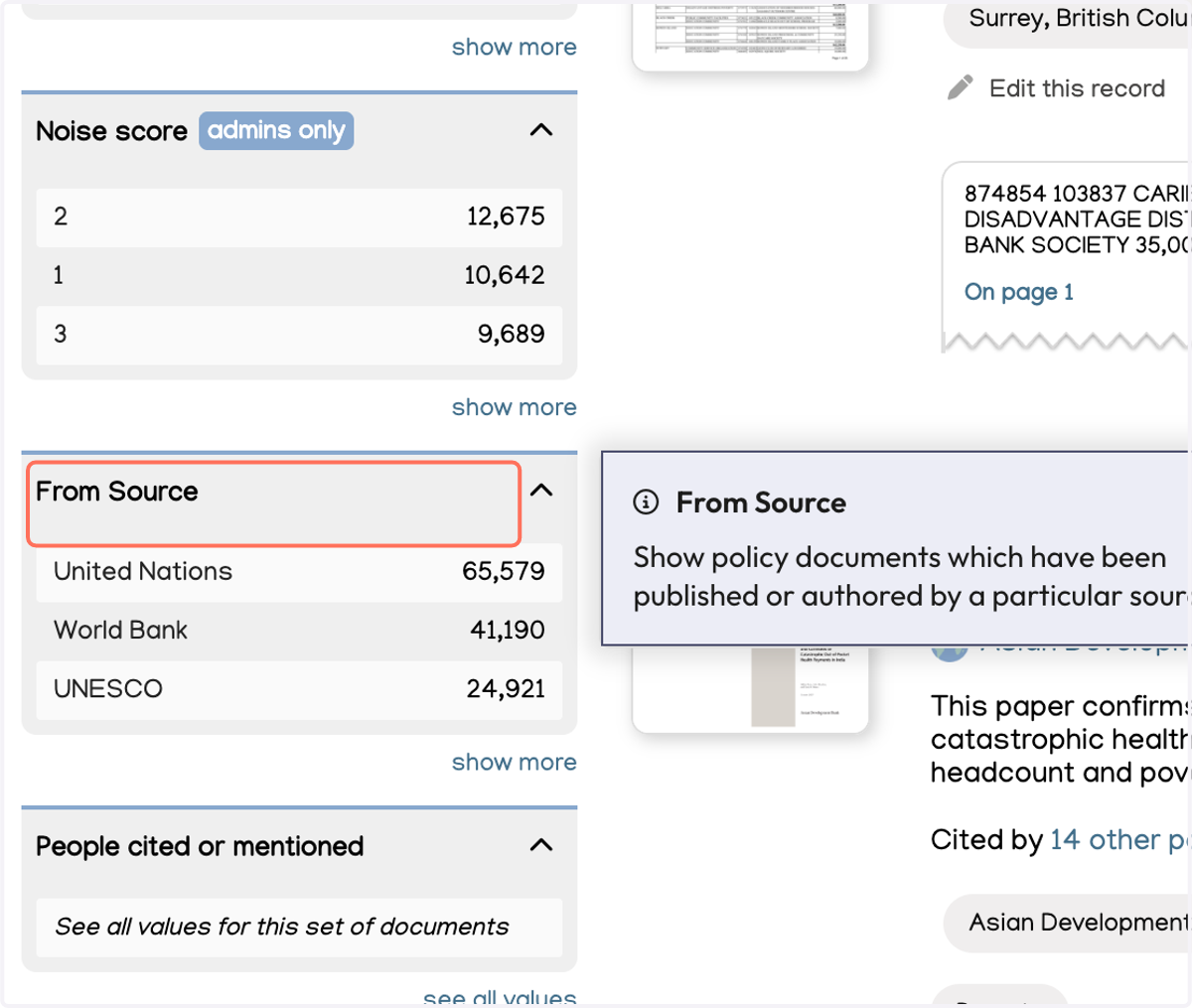 And From Source. From Source lets you choose specific Policy sources.