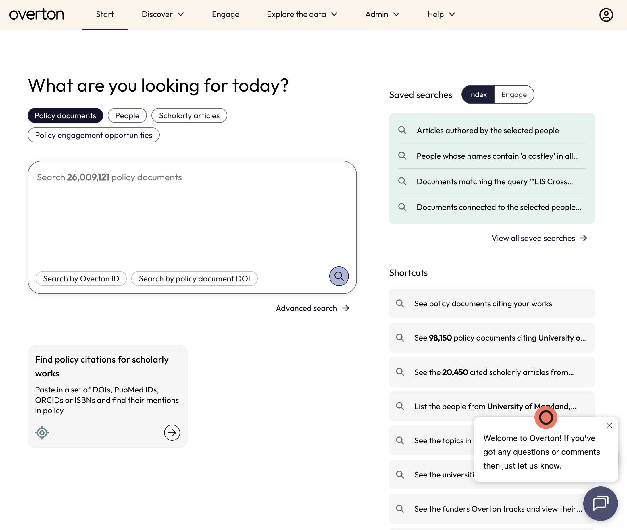 Select Policy documents to search or browse.