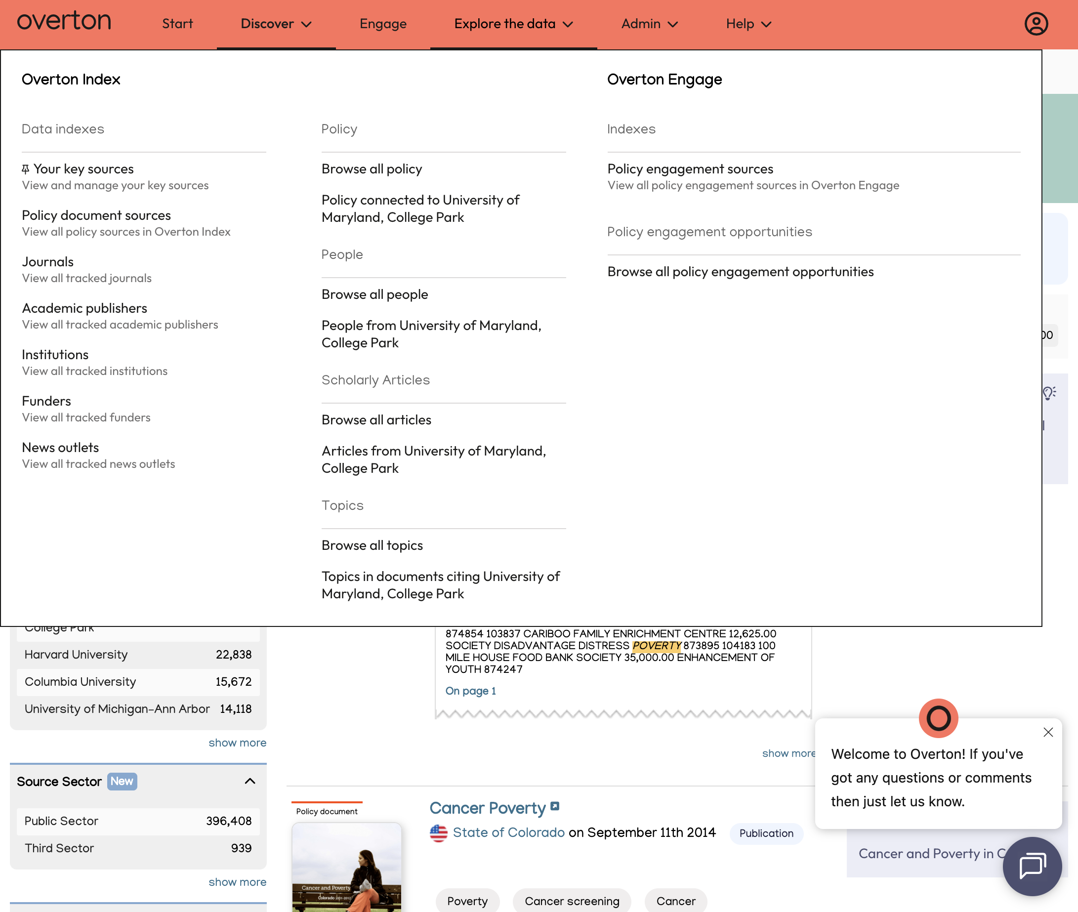 To search for specific sources, you can go to "Explore the data" at the top of the page.