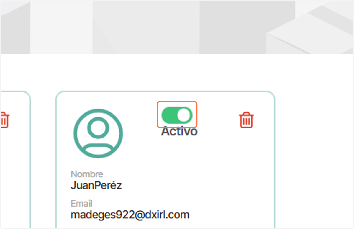 Y desactivar o activar ese usuario