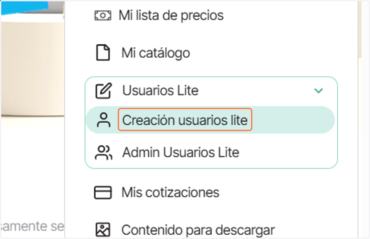 Da click en Creación usuarios lite