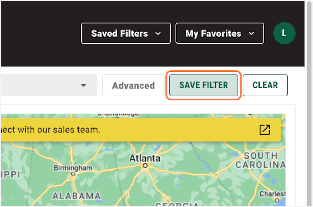 Click on SAVE FILTER if you want to save your search.