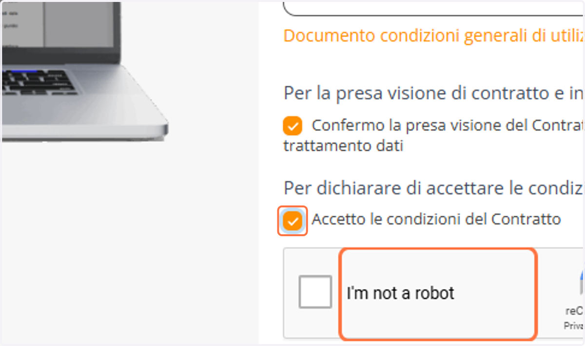 Abilita "Accetto le condizioni del Contratto"