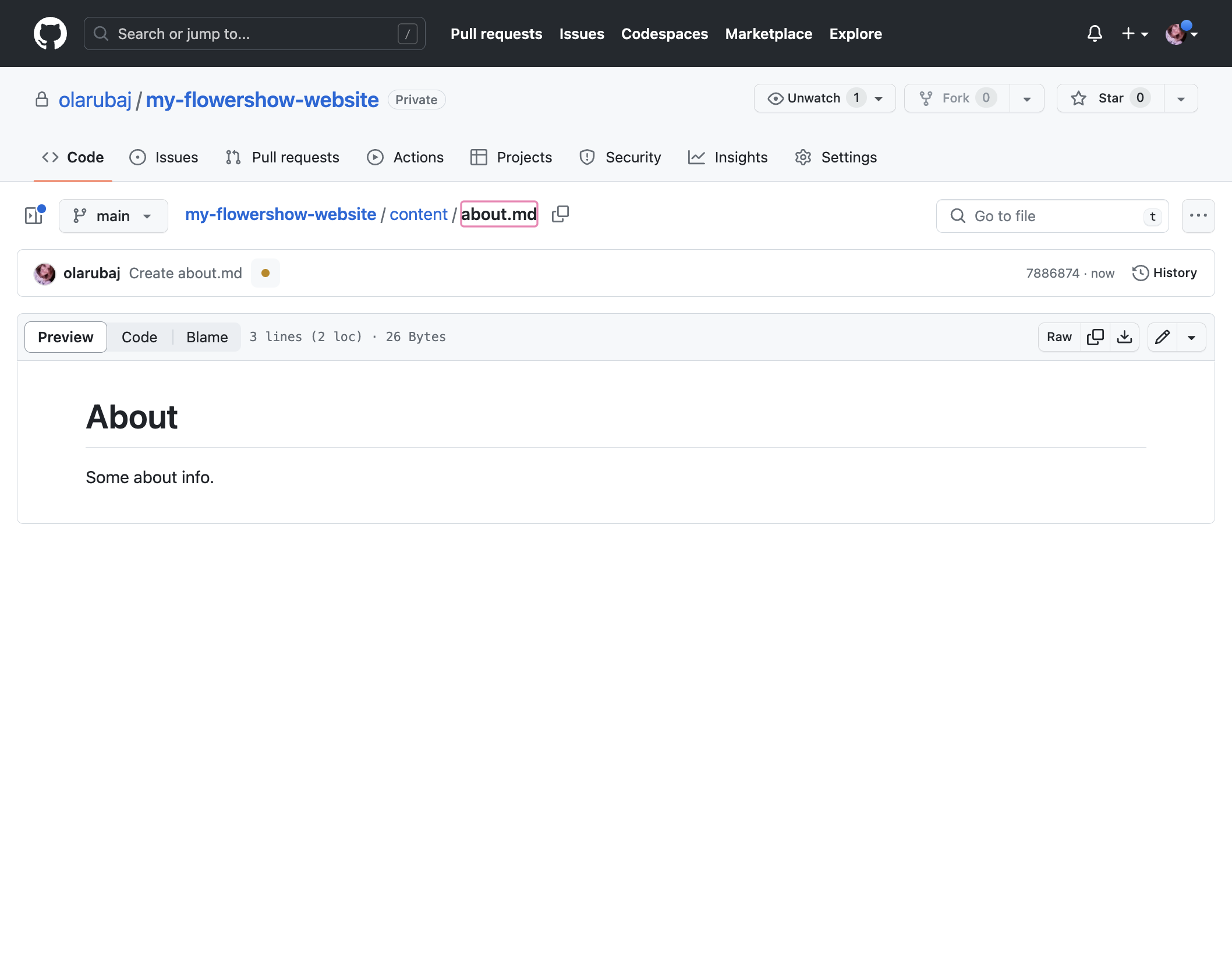 Click on the dot next to your commit message.