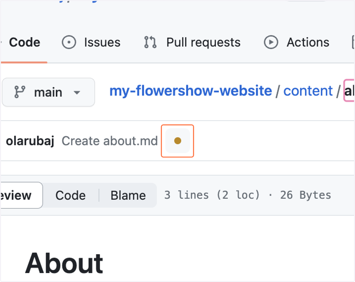Click on the dot next to your commit message.
