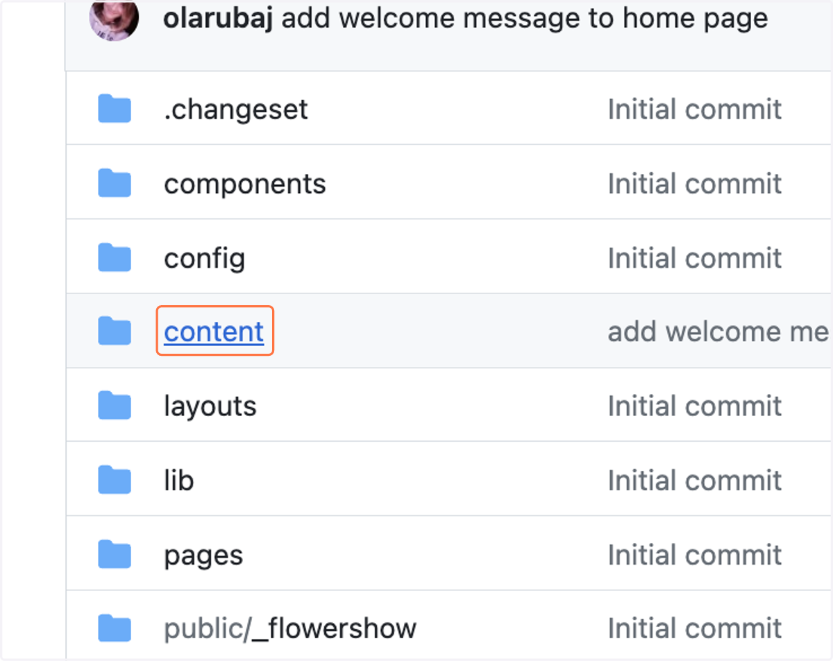 Click on the "content" folder.
