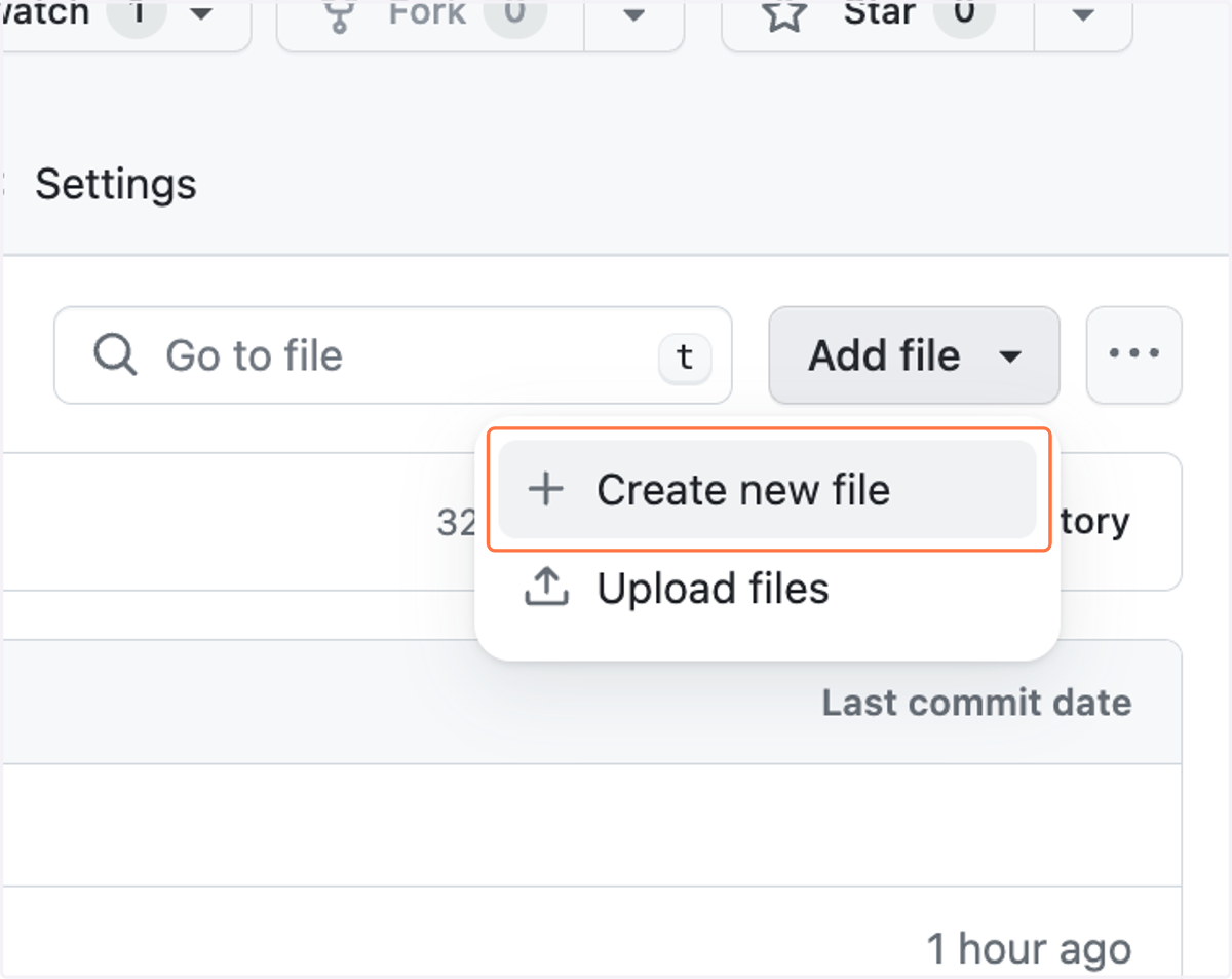 Click on "Create new file".