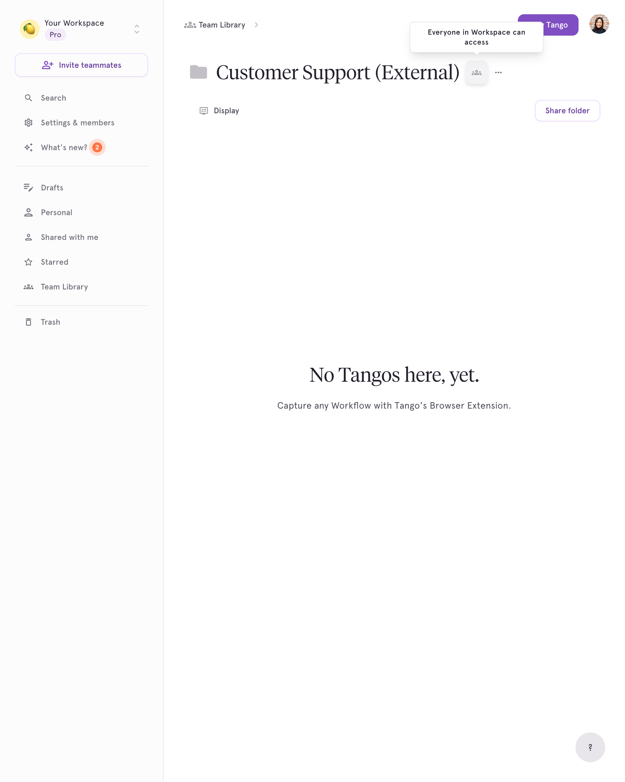 Click on Everyone in Workspace can access