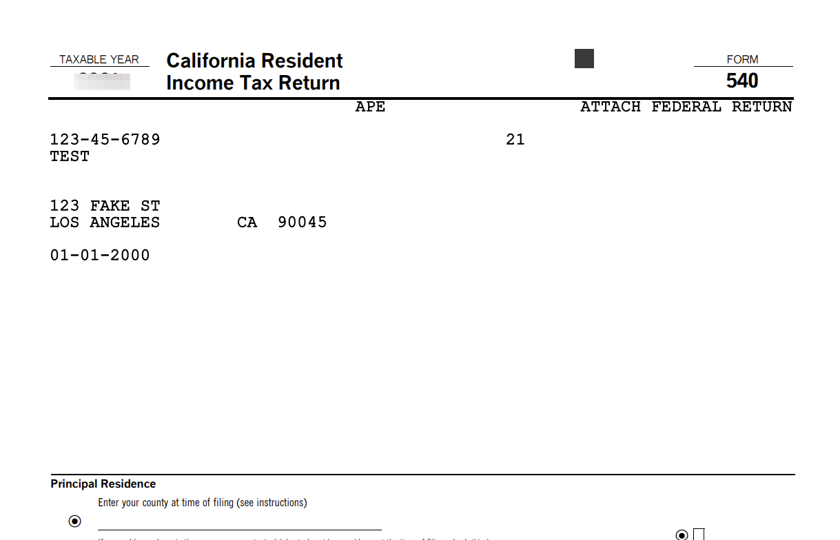 Extra Help: Confirmation of Birthday on CA Tax Return