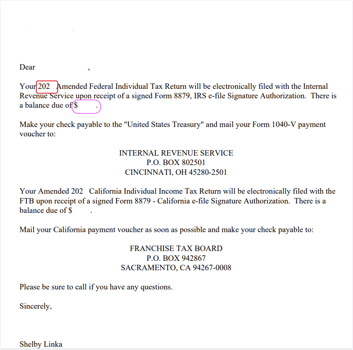 Look at your Tax Letter