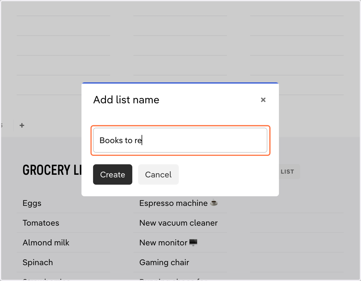 Type in a name for your someday list.