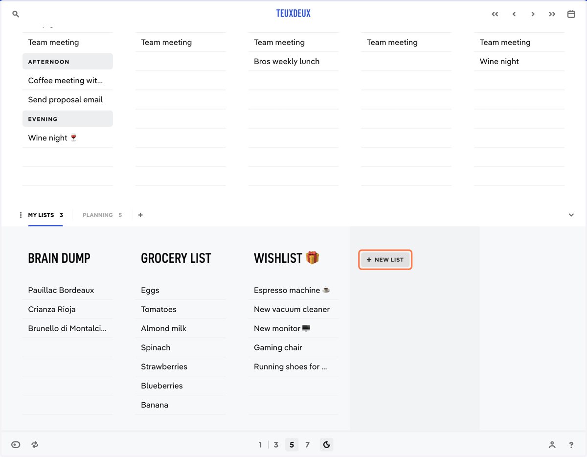 Click + New List