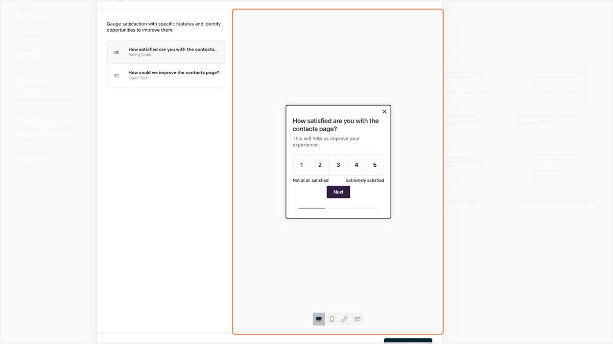 Sprig will first give you a preview of the survey template to review.