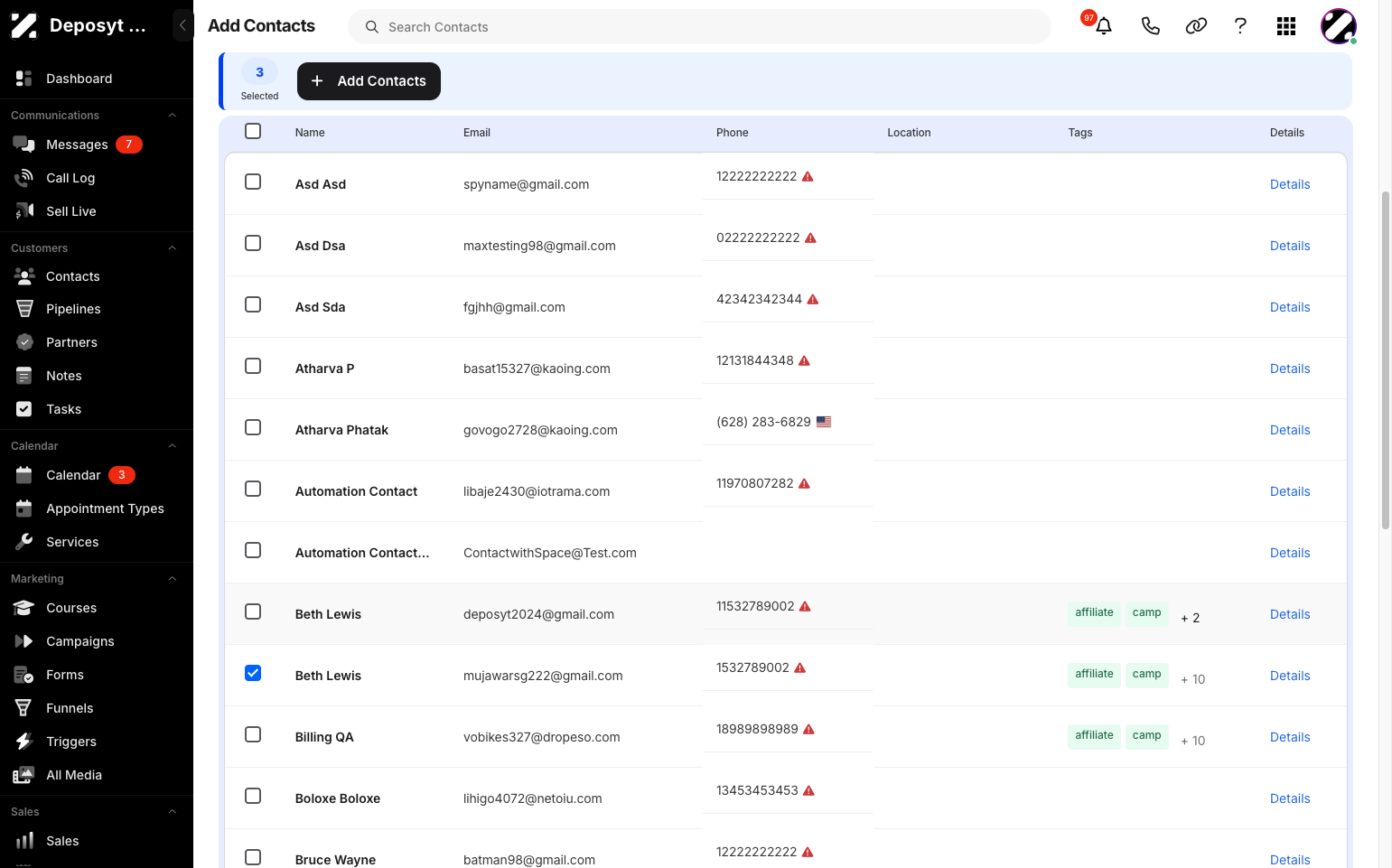 Step 8: Alternatively, you can add your existing contacts by selecting their checkboxes.