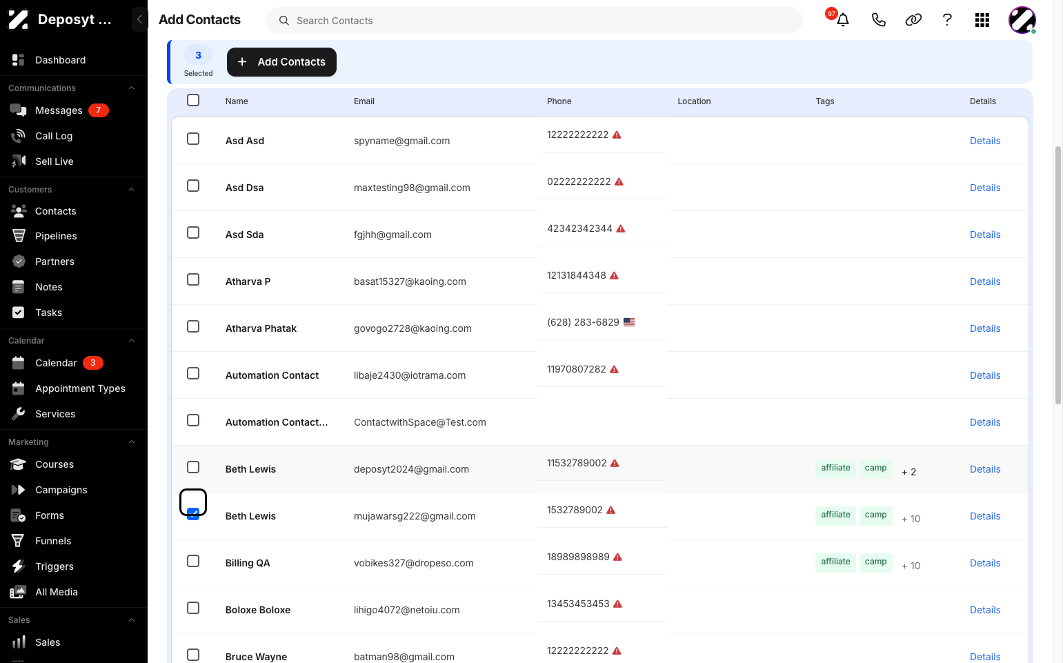 Step 8: Alternatively, you can add your existing contacts by selecting their checkboxes.