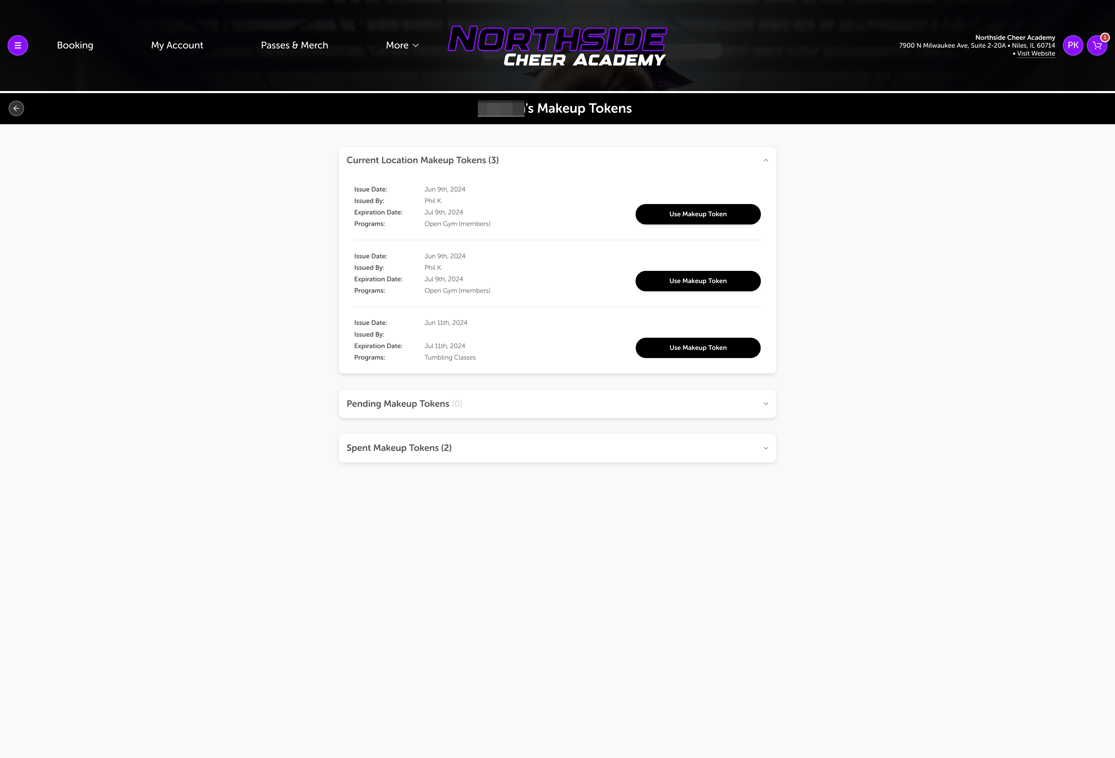 Be sure to select the right Token based on the 'Program' & Click on Use Makeup Token