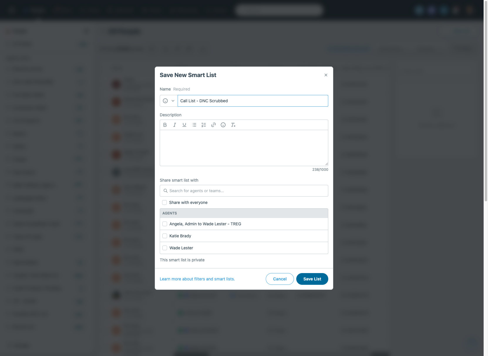 Click on Save List