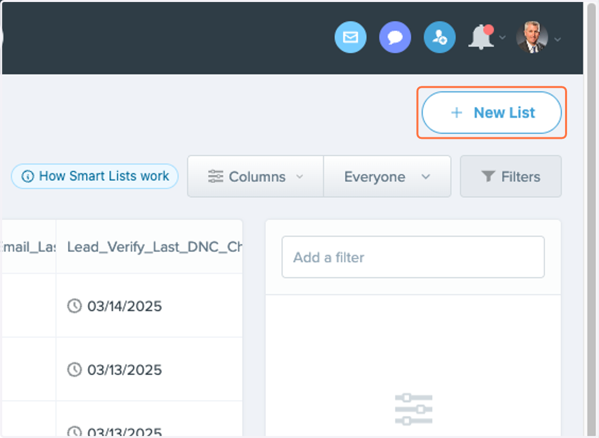 Click on New List