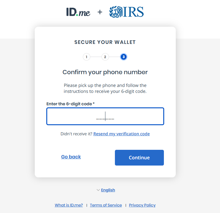 Type in the Code Sent to Your Phone