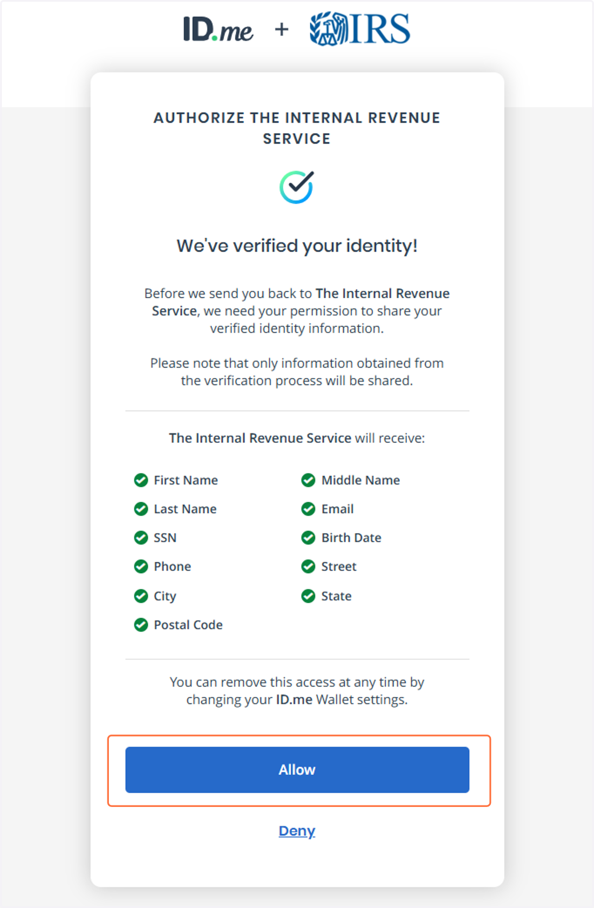 You have completed creating your account