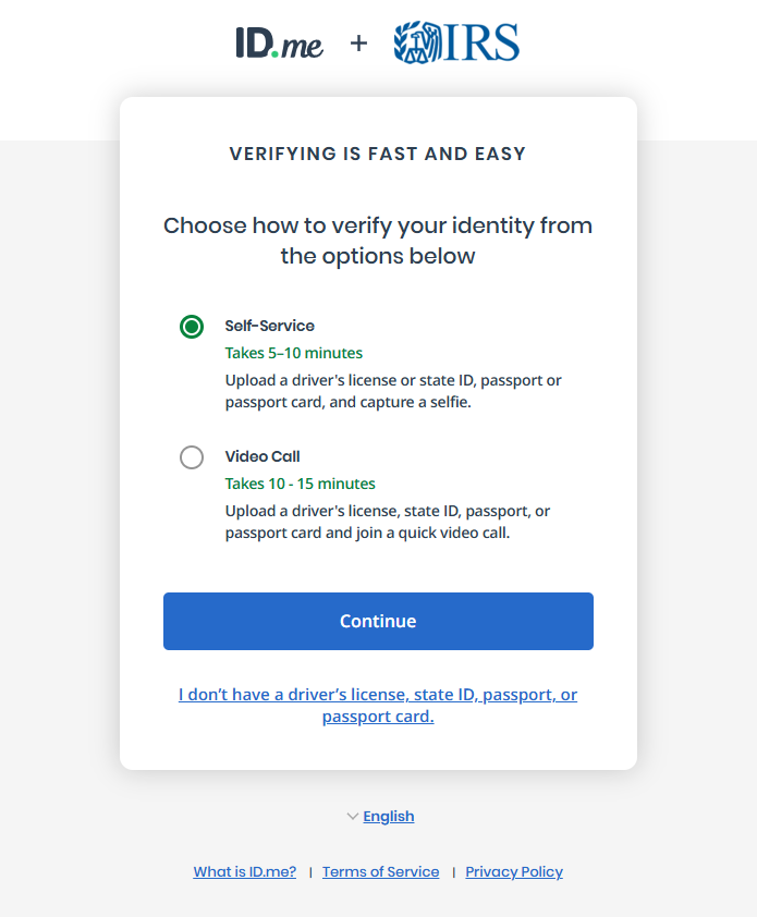 Choose your Verification Method