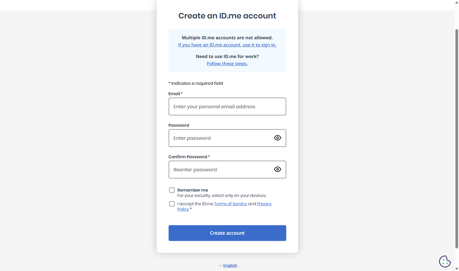 Enter Account Information