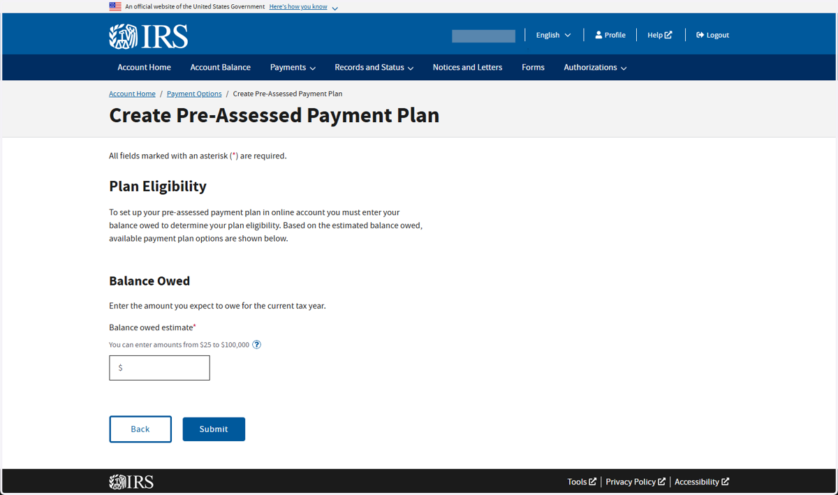 Click on Create A Payment Plan