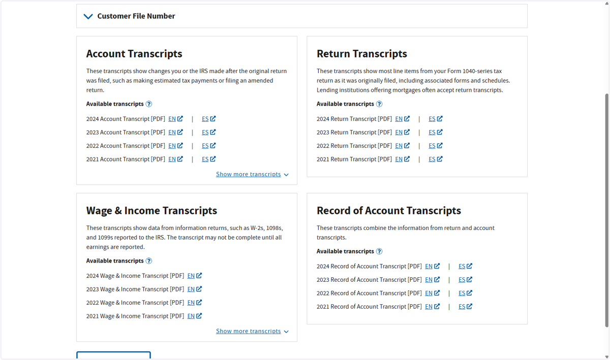 Click on '"View Transcripts"