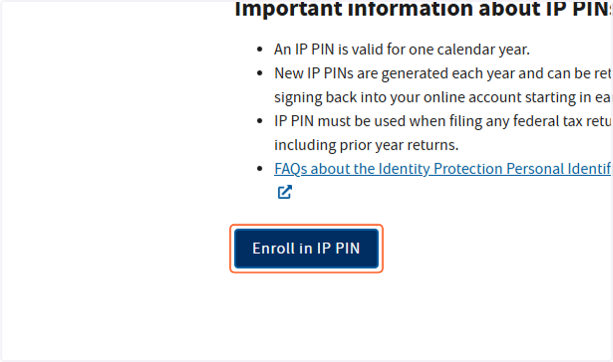 Click on Enroll in IP PIN