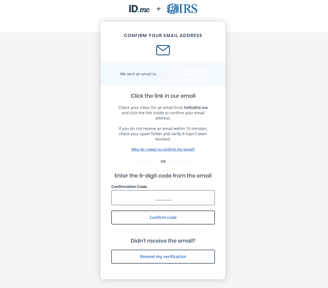 Enter the Verification Code at the Bottom of the email sent to the email you entered