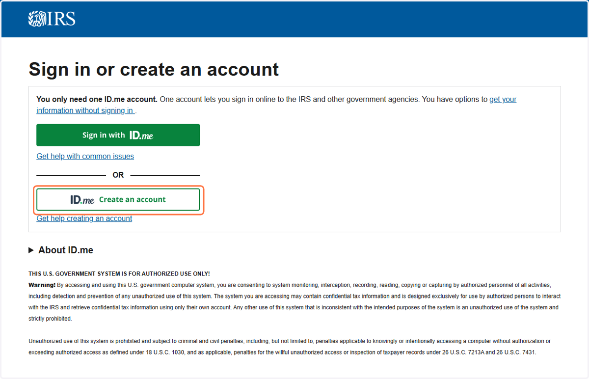 Click on Create an Account