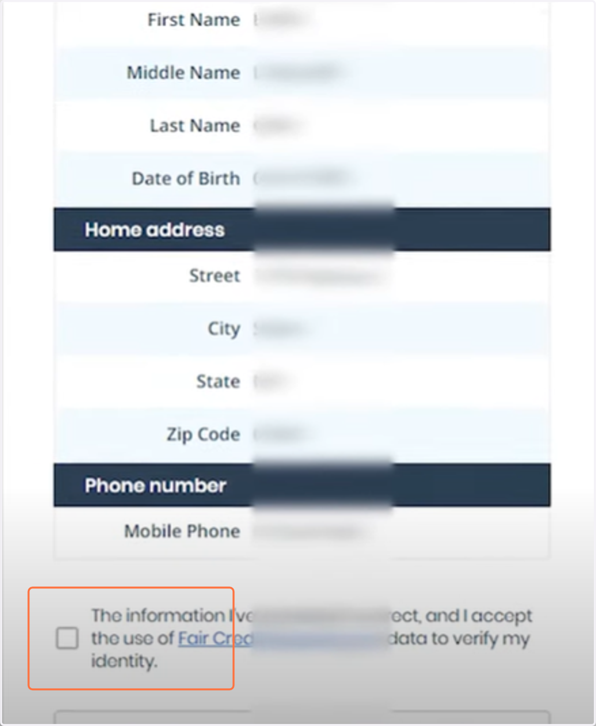 Verify all information is correct and check the box at the bottom
