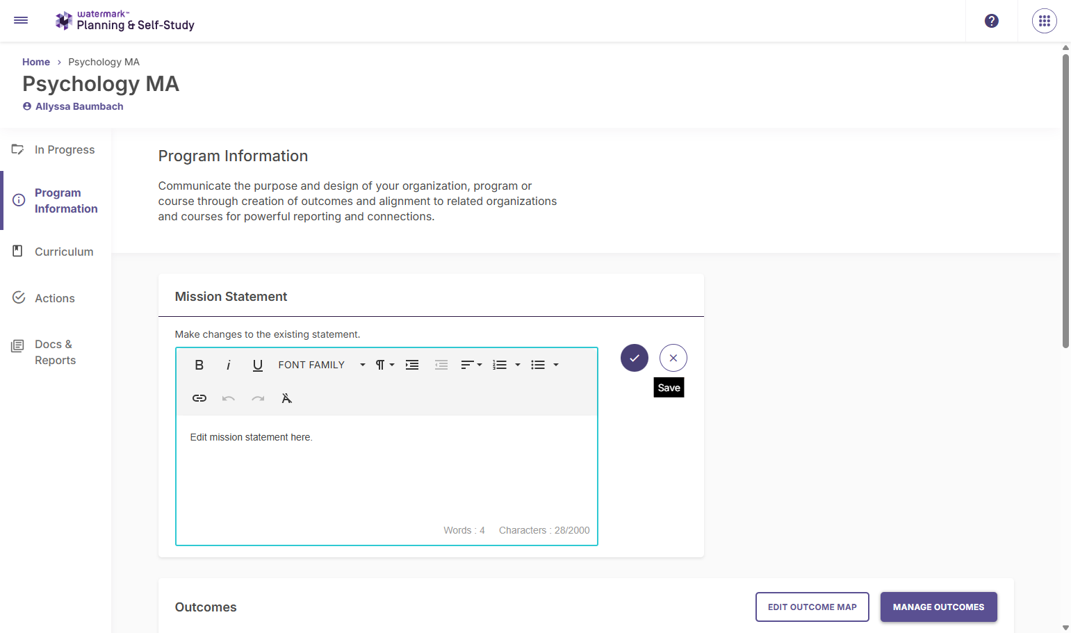Save your progress by clicking the checkmark.