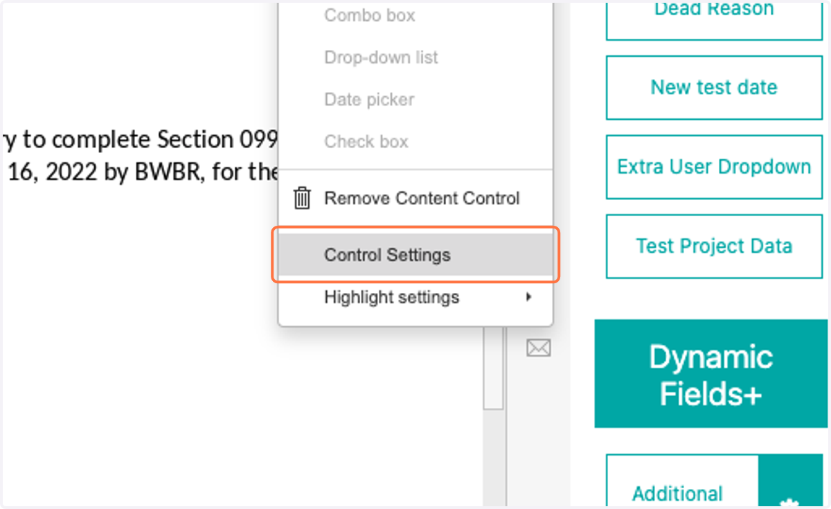 Click on Control Settings