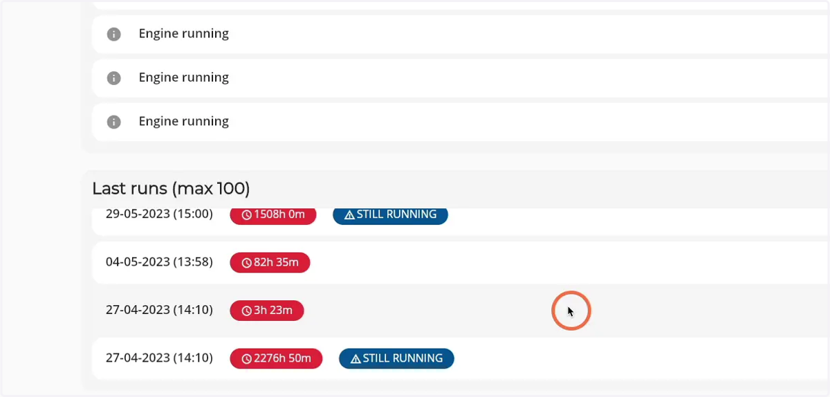 Click on a run to see the details of the run