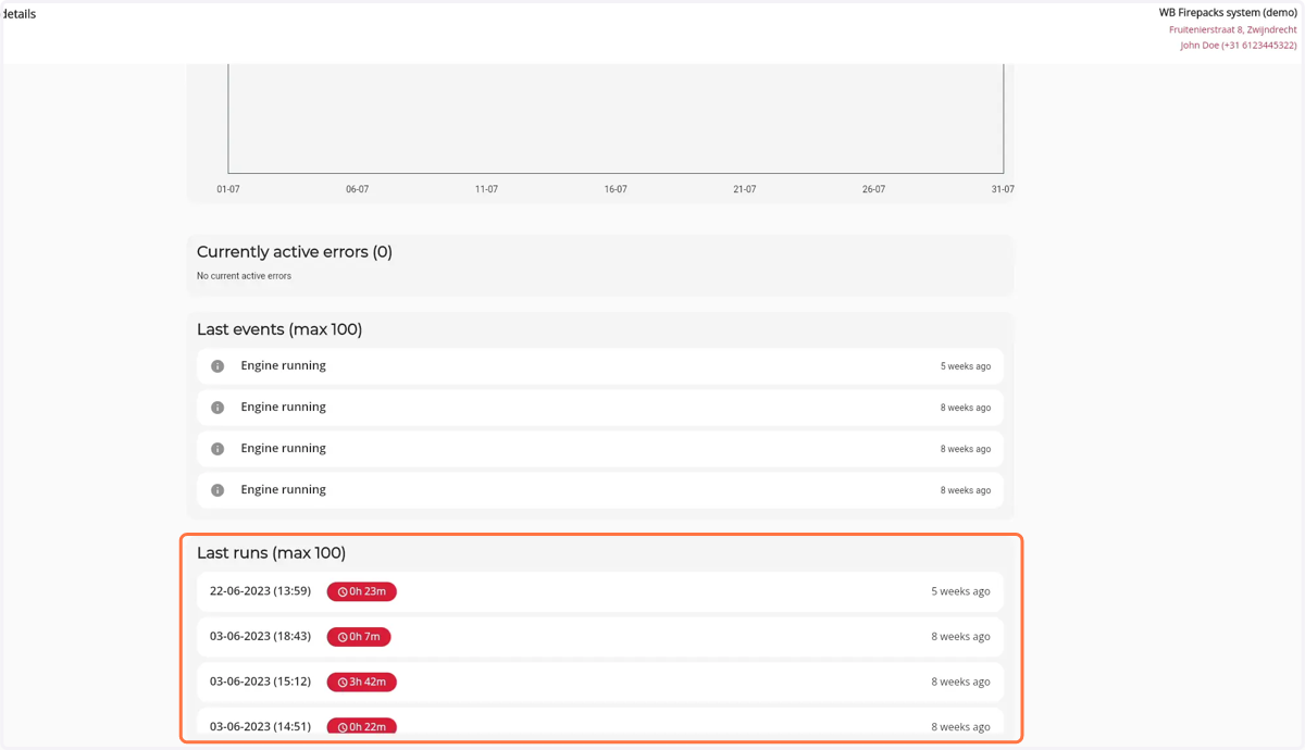 Scroll down until you see the 'last runs' component