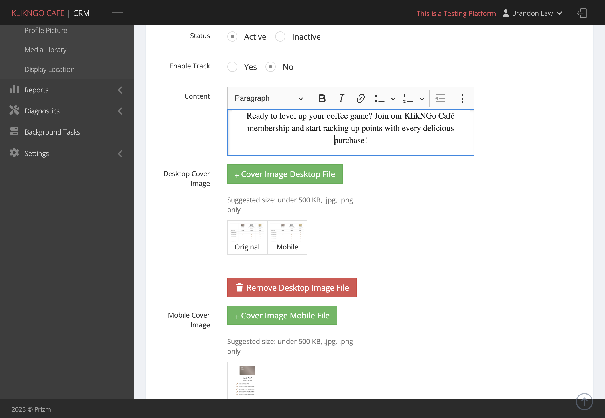 Upload Desktop Cover Image