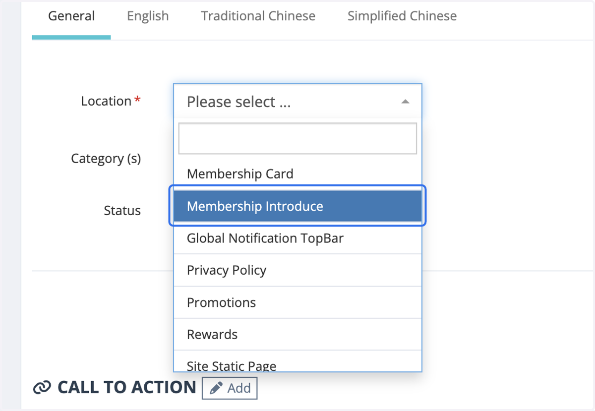 Click on Membership Introduce