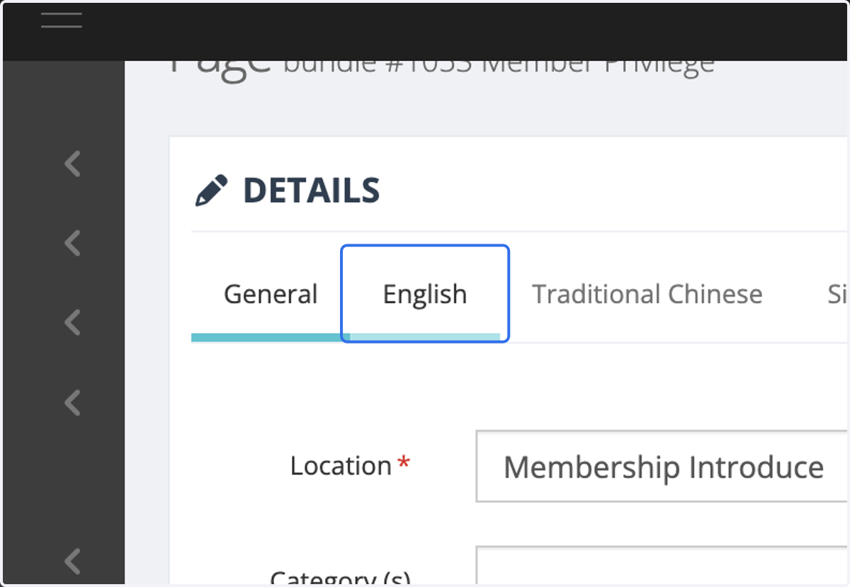 Click on English