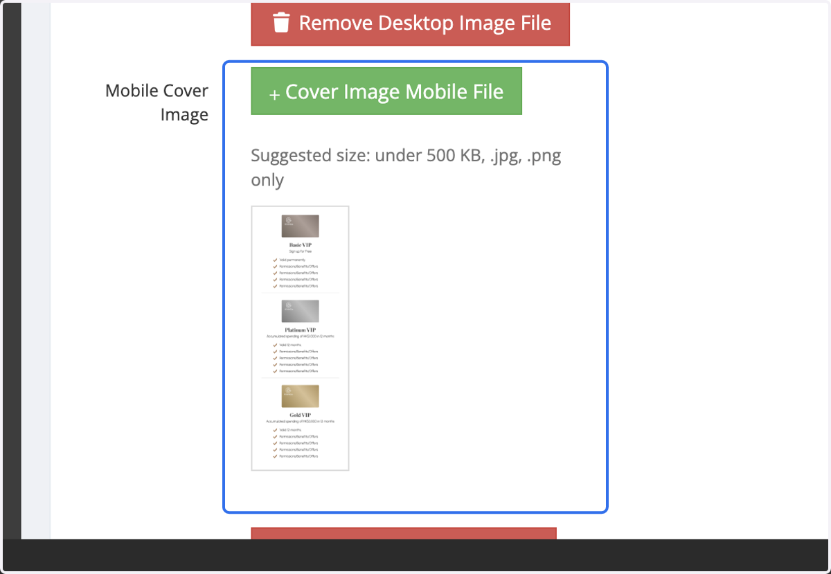 Upload Mobile Cover Image