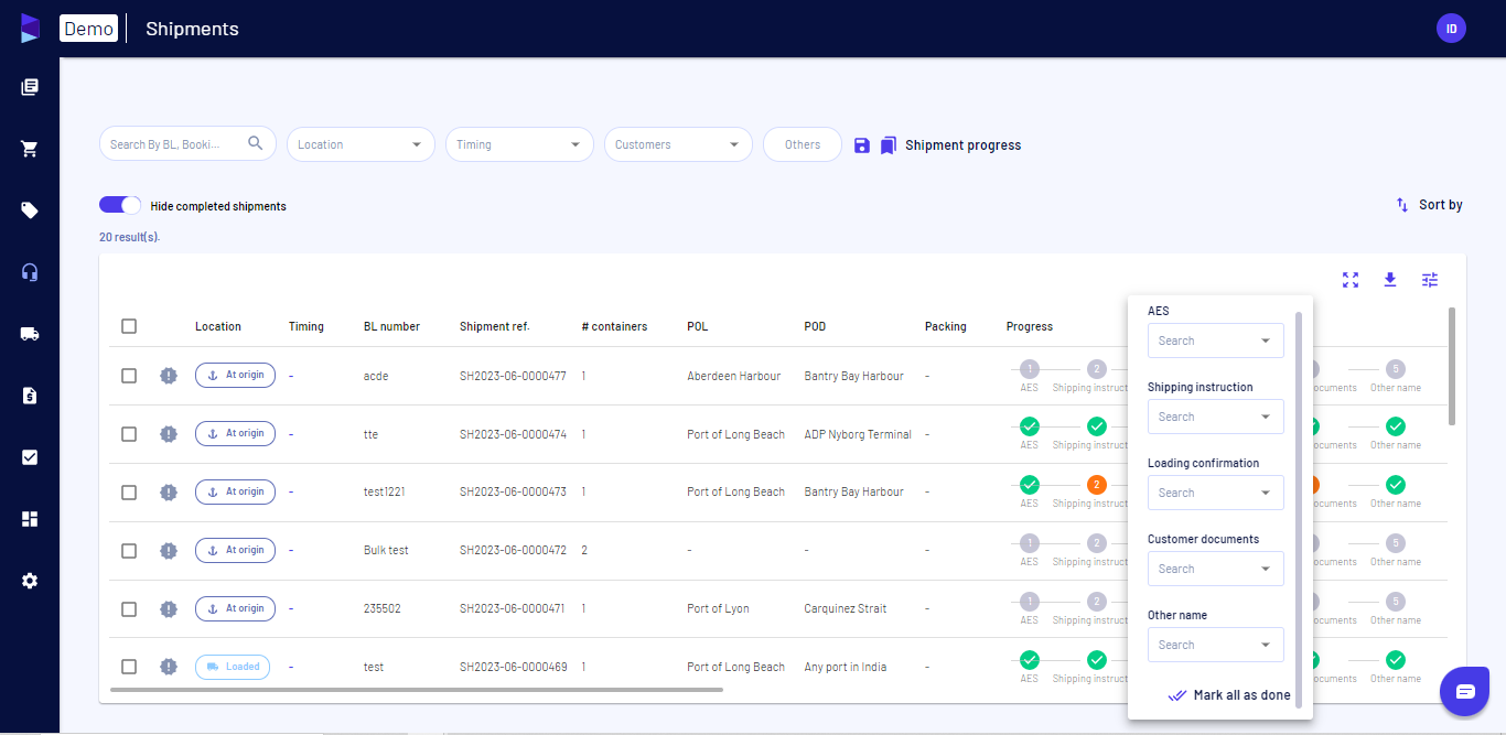 You can also click on "Mark all as done" to complete the progress