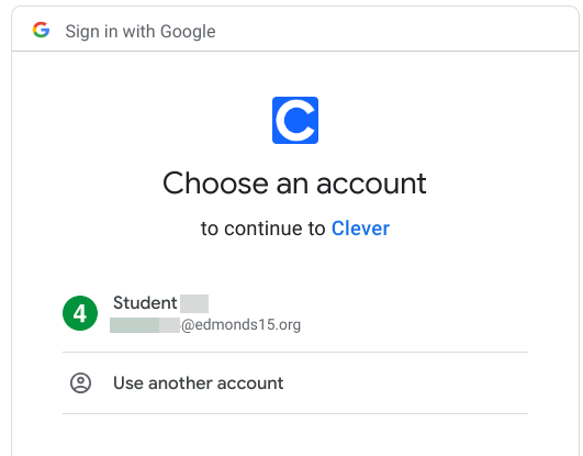 Choose an account page