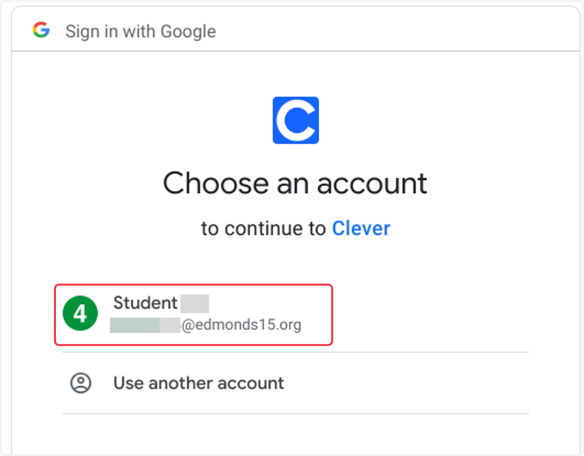 Choose an account page