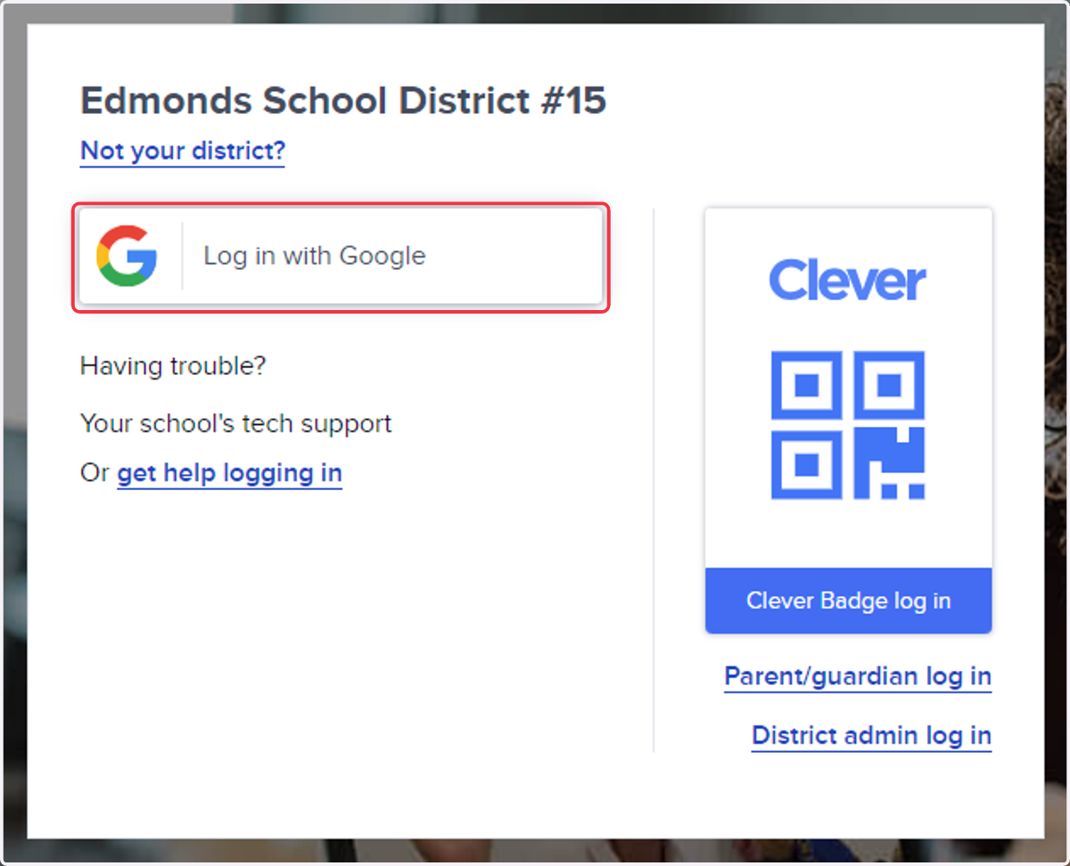 Log in with Google button