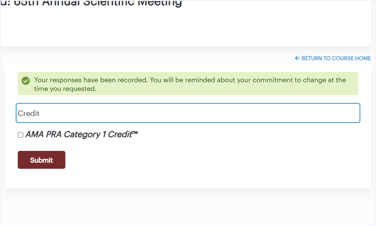 Complete the credit module by selecting the credit type and amount of credits you'd like to claim