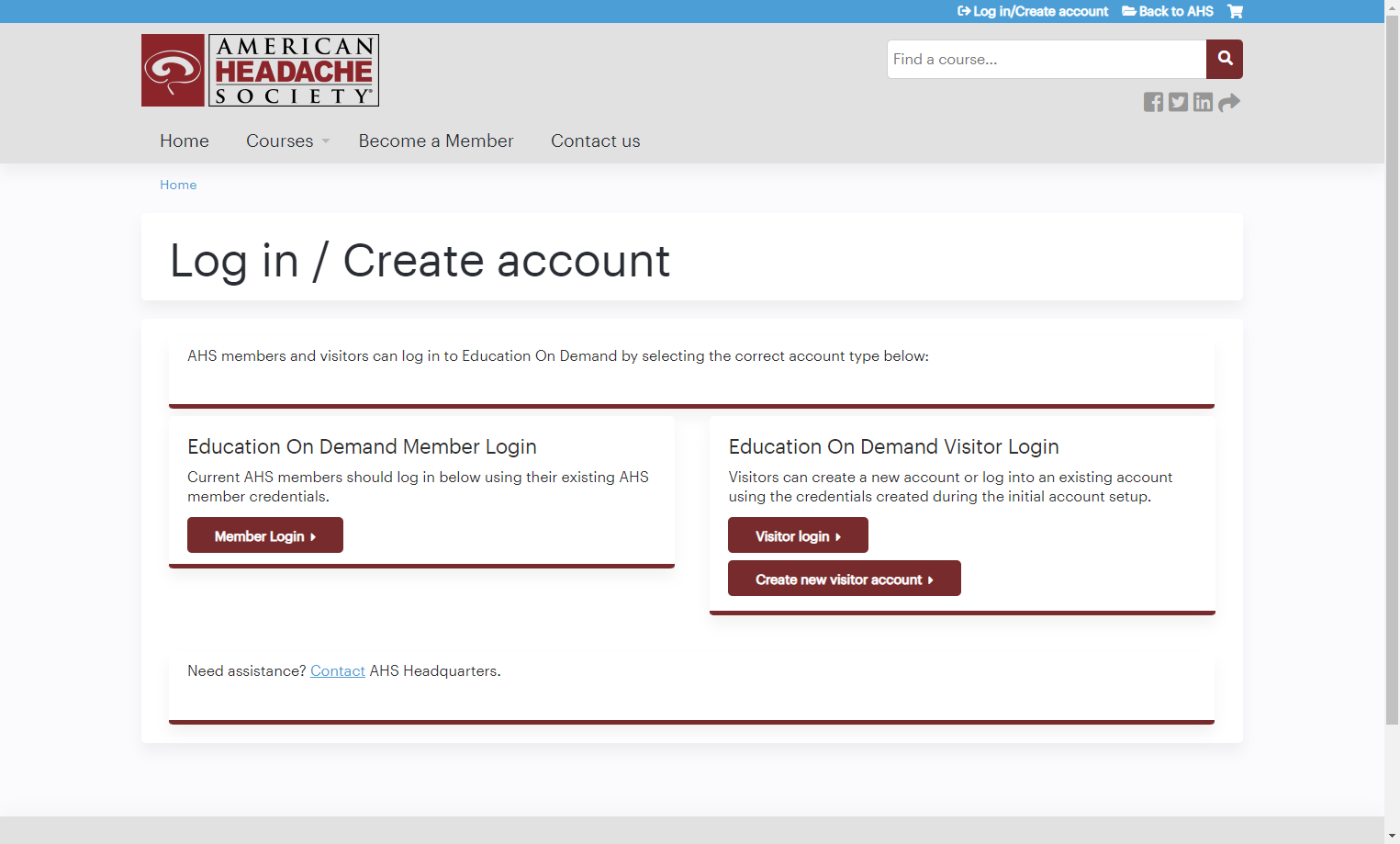To begin, click on Log in/Create account